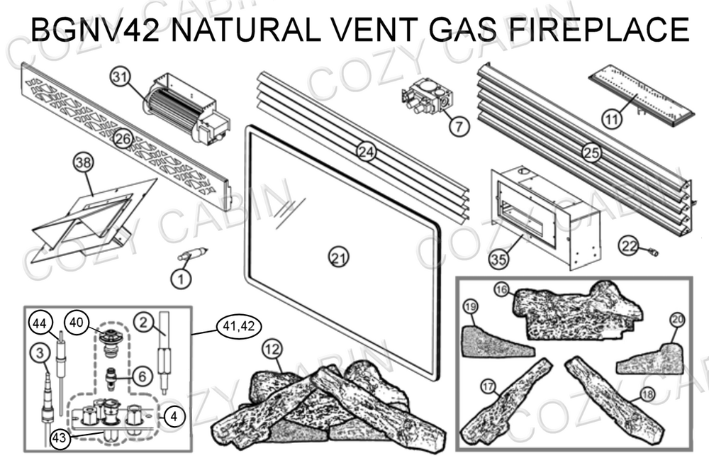 Natural Vent Gas Fireplace (BGNV42) #BGNV42